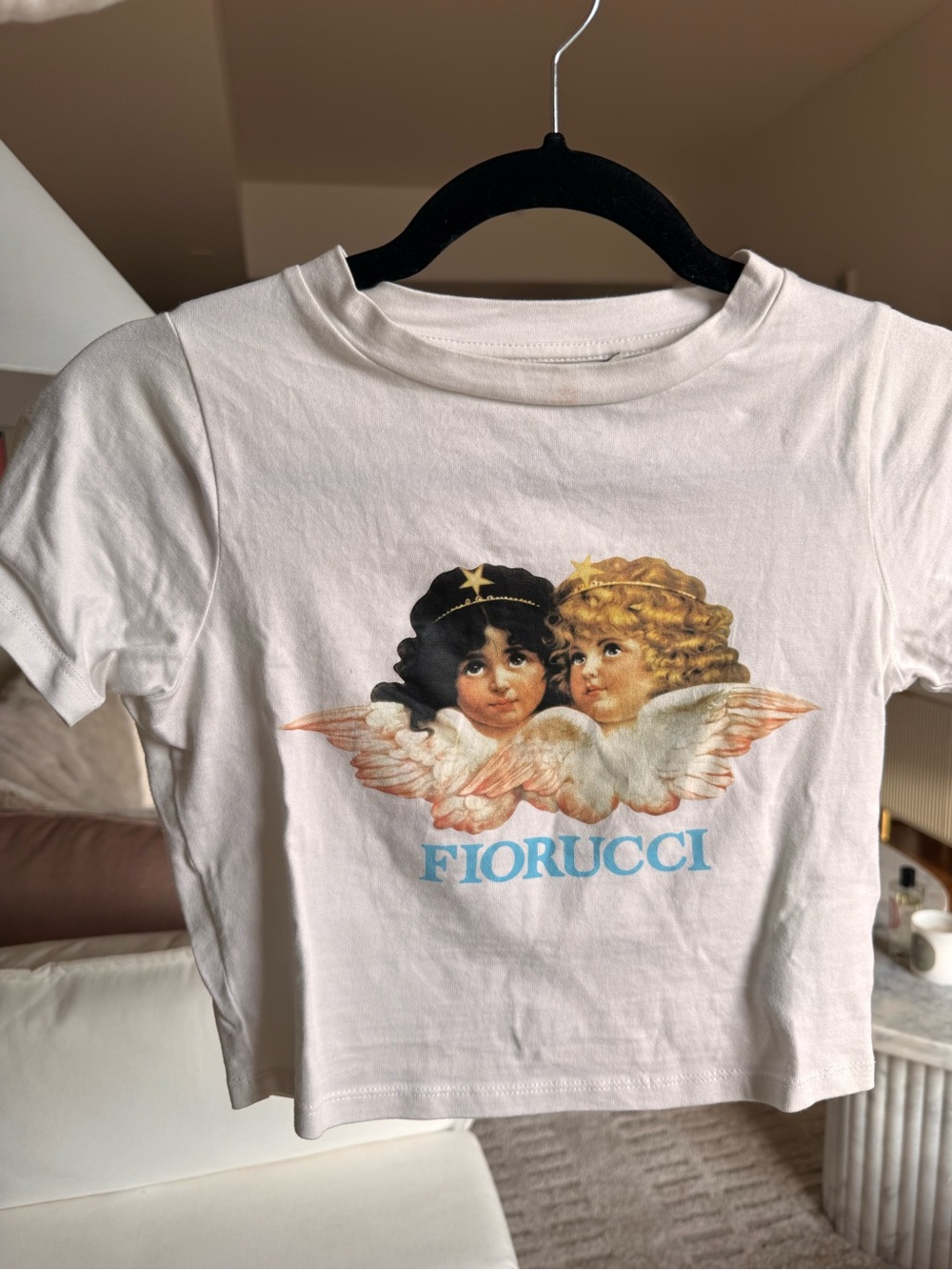 Fiorucci White Angel Graphic Crop Tee